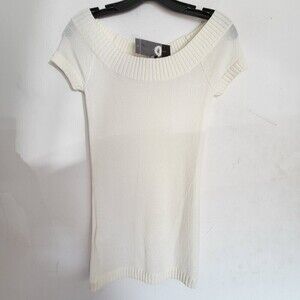 NEW BCBG Maxazria Ivory Cream White Jersey Knit Cap Sleeve Top Size XS